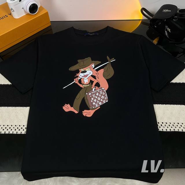 Louis Vuitton 路易威登 Lv23Ss童趣卡通狐狸印花短袖t恤 - 热度款tee 潮男潮女必备单品 可随意穿搭 对色对位直喷工艺 图案呈现出来立体感